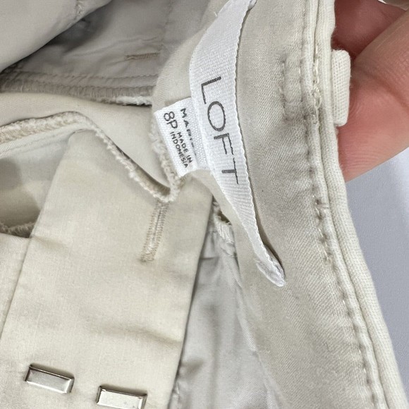 Loft Marisa The Riviera Career Pants cropped dress pants Cream Size 8P - Picture 10 of 12